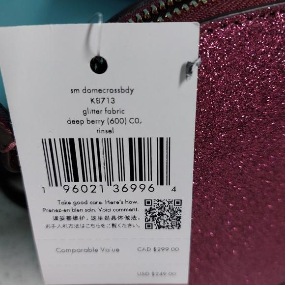 Kate Spade Small Dome Crossbody Deep Berry Tinsel NWT - Picture 2 of 4
